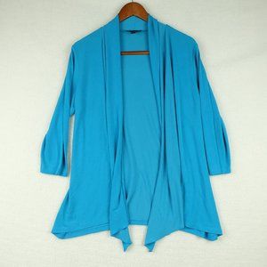 Bellissima Womens Cardigan Sweater Medium Blue Shawl Open Lightweight Stretchy